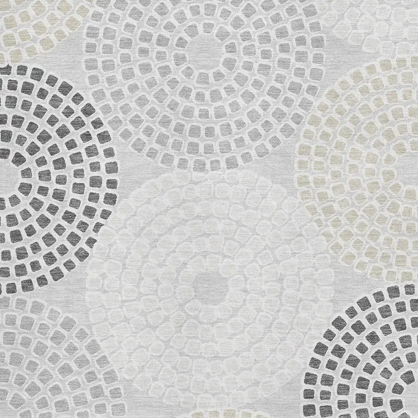 Gray Charcoal And Silver Geometric Washable Area Rug With UV Protection Photo 3