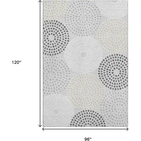 Gray Charcoal And Silver Geometric Washable Area Rug With UV Protection Photo 9