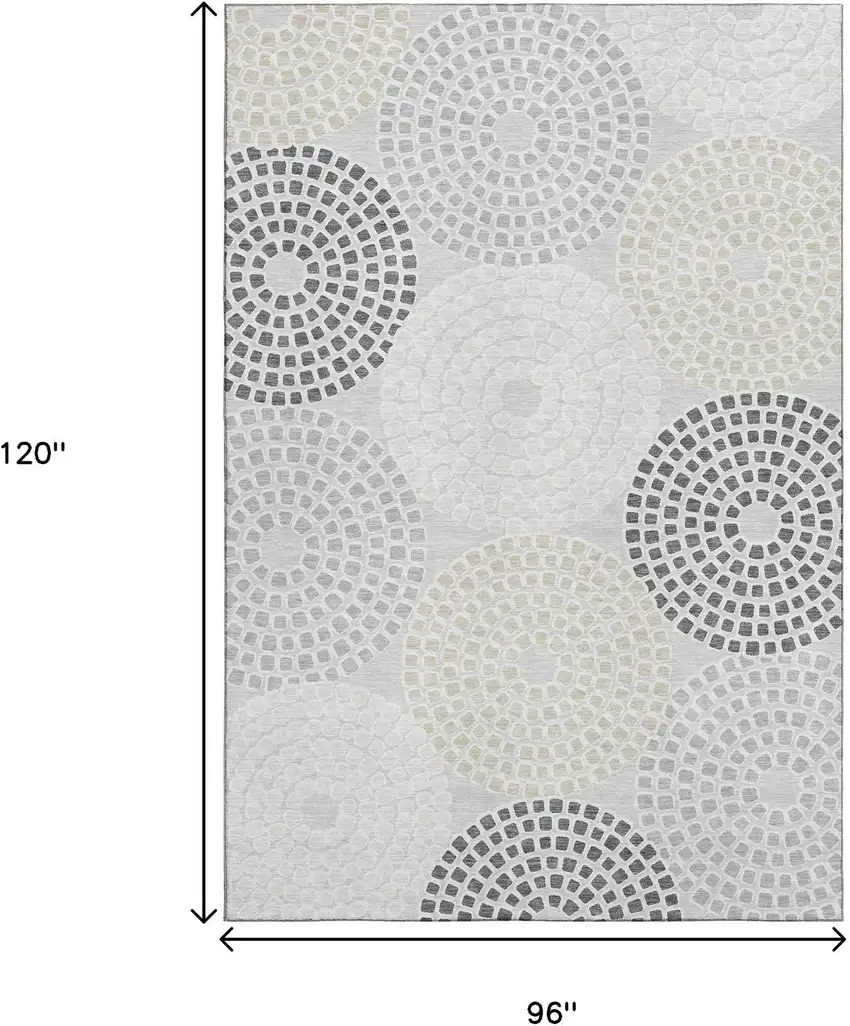 Gray Charcoal And Silver Geometric Washable Area Rug With UV Protection Photo 9
