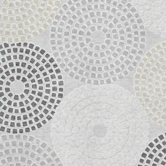 Gray Charcoal And Silver Geometric Washable Area Rug With UV Protection Photo 3