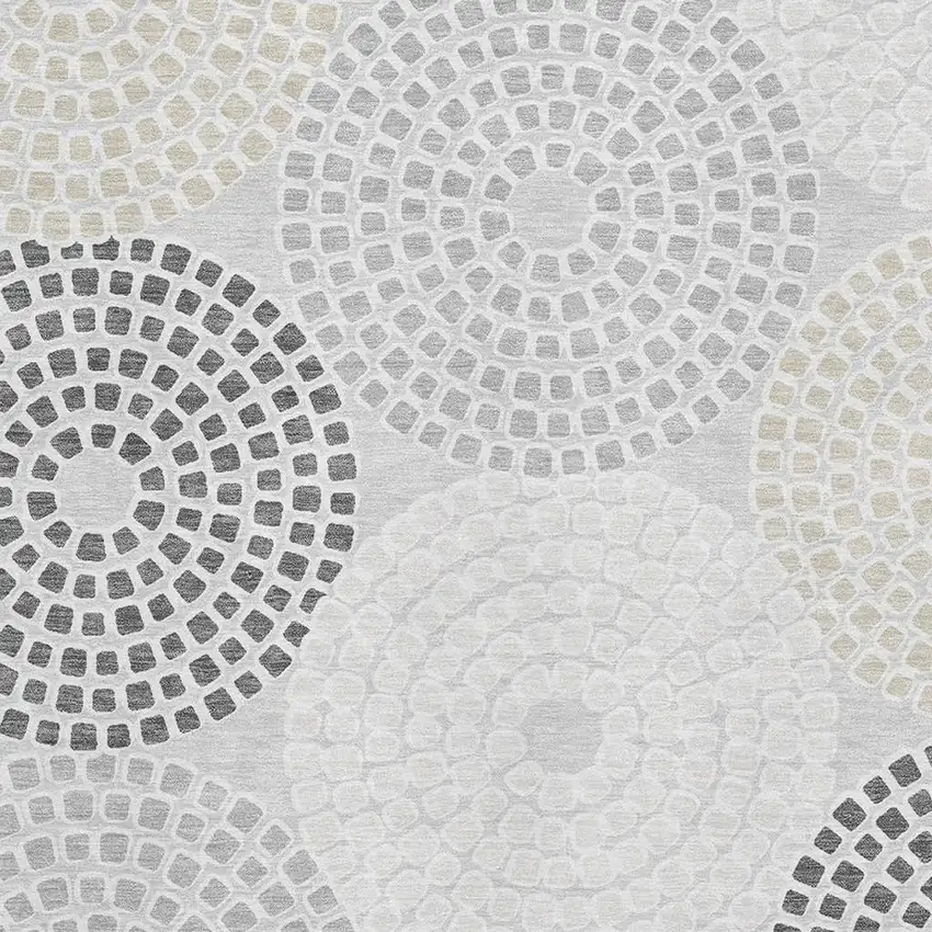 Gray Charcoal And Silver Geometric Washable Area Rug With UV Protection Photo 3