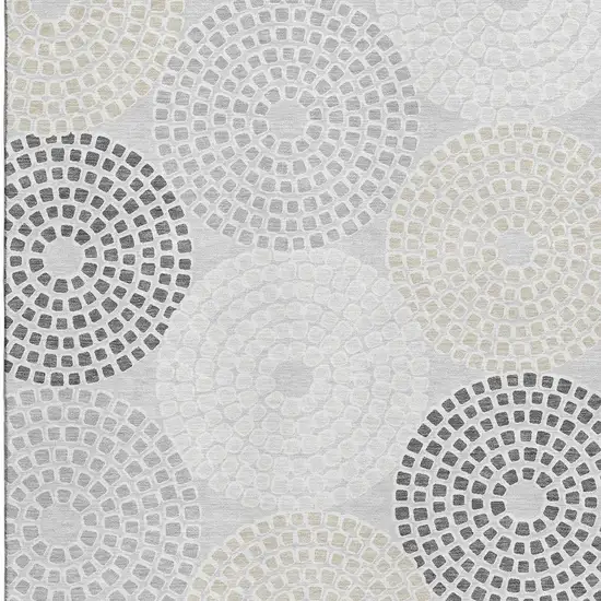 Gray Charcoal And Silver Geometric Washable Area Rug With UV Protection Photo 4
