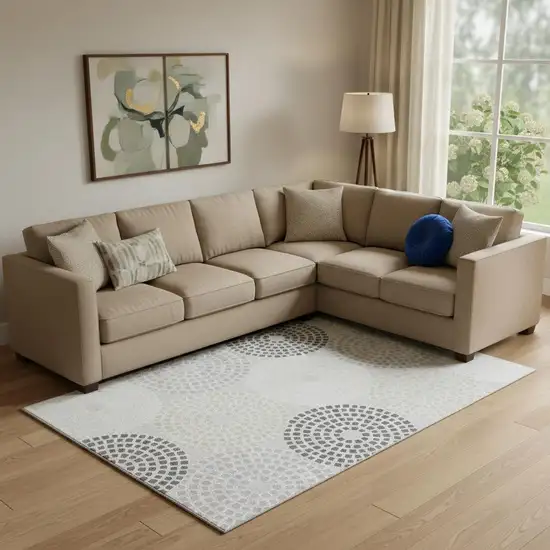 Gray Charcoal And Silver Geometric Washable Area Rug With UV Protection Photo 1