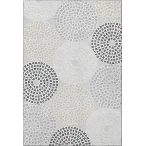 Photo of Gray Charcoal And Silver Geometric Washable Area Rug With UV Protection