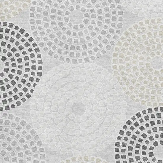 Gray Charcoal And Silver Geometric Washable Area Rug With UV Protection Photo 3
