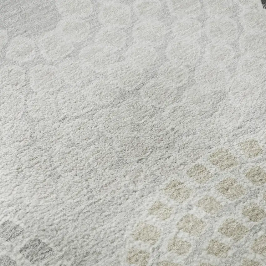 Gray Charcoal And Silver Geometric Washable Area Rug With UV Protection Photo 8