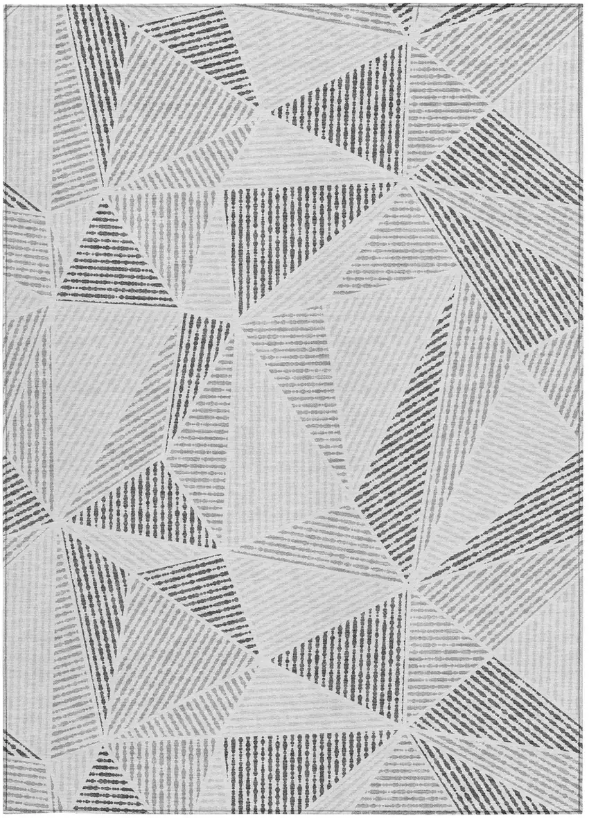Gray Charcoal And Silver Geometric Washable Indoor Outdoor Area Rug Photo 6