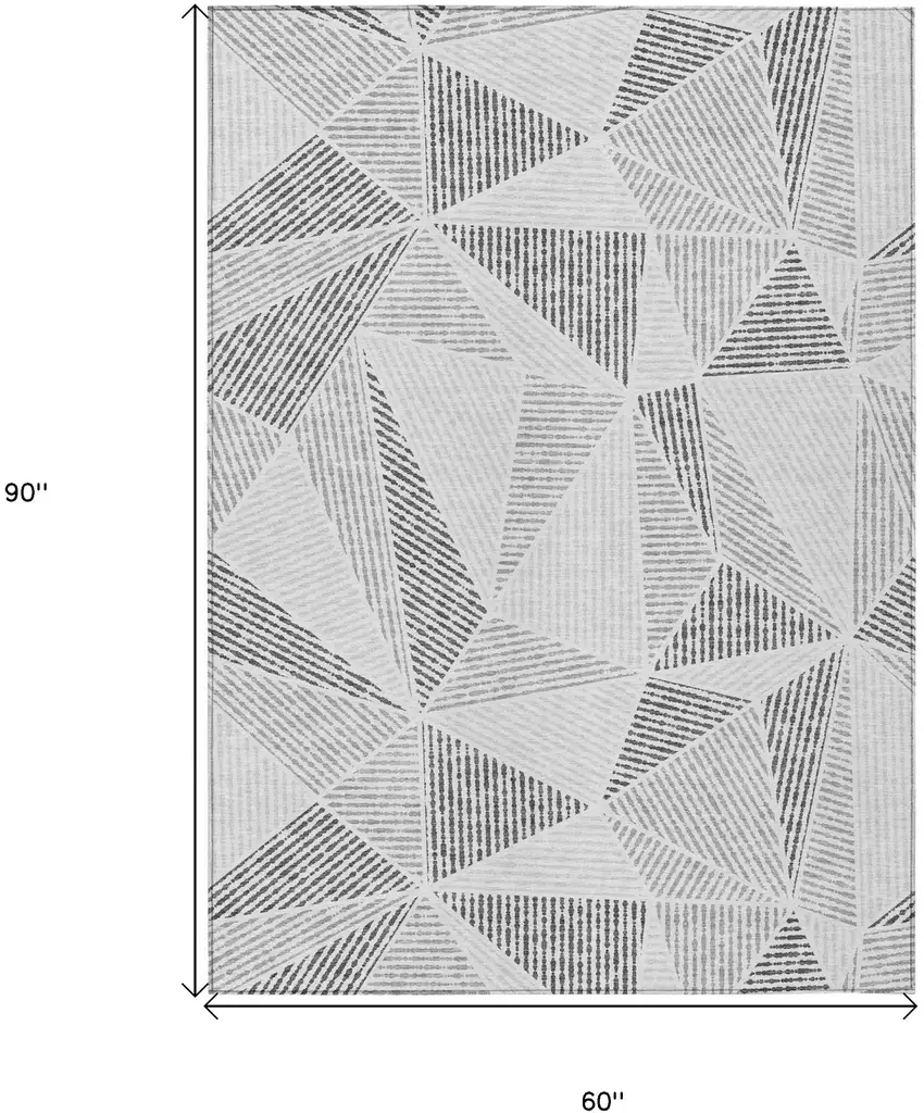 Gray Charcoal And Silver Geometric Washable Indoor Outdoor Area Rug Photo 3