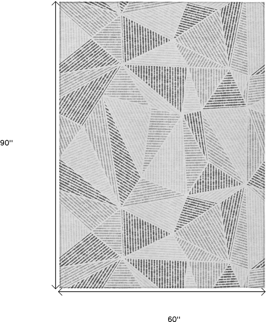 Gray Charcoal And Silver Geometric Washable Indoor Outdoor Area Rug Photo 3