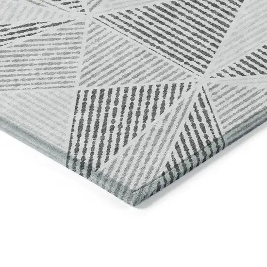Gray Charcoal And Silver Geometric Washable Indoor Outdoor Area Rug Photo 4