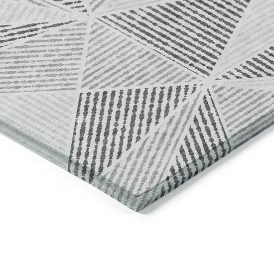 Gray Charcoal And Silver Geometric Washable Indoor Outdoor Area Rug Photo 4
