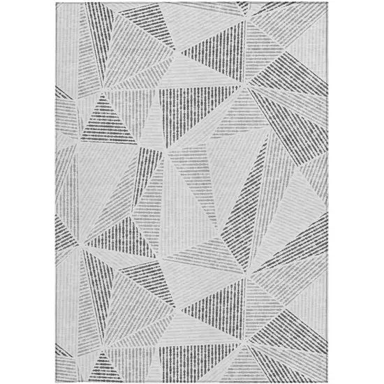 Gray Charcoal And Silver Geometric Washable Indoor Outdoor Area Rug Photo 6