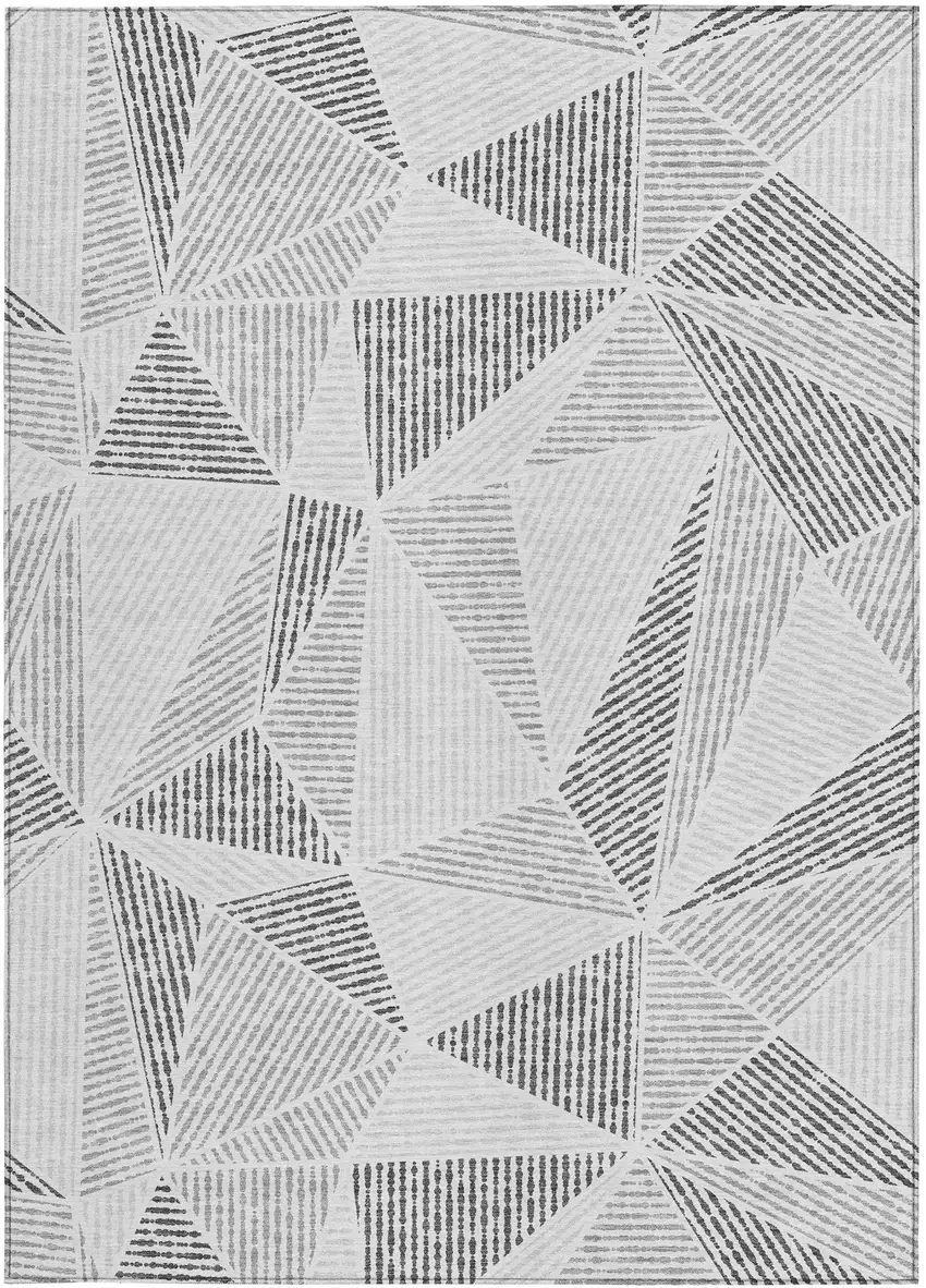Gray Charcoal And Silver Geometric Washable Indoor Outdoor Area Rug Photo 6