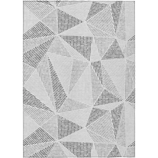 Gray Charcoal And Silver Geometric Washable Indoor Outdoor Area Rug Photo 2