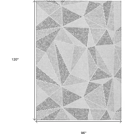 Gray Charcoal And Silver Geometric Washable Indoor Outdoor Area Rug Photo 3