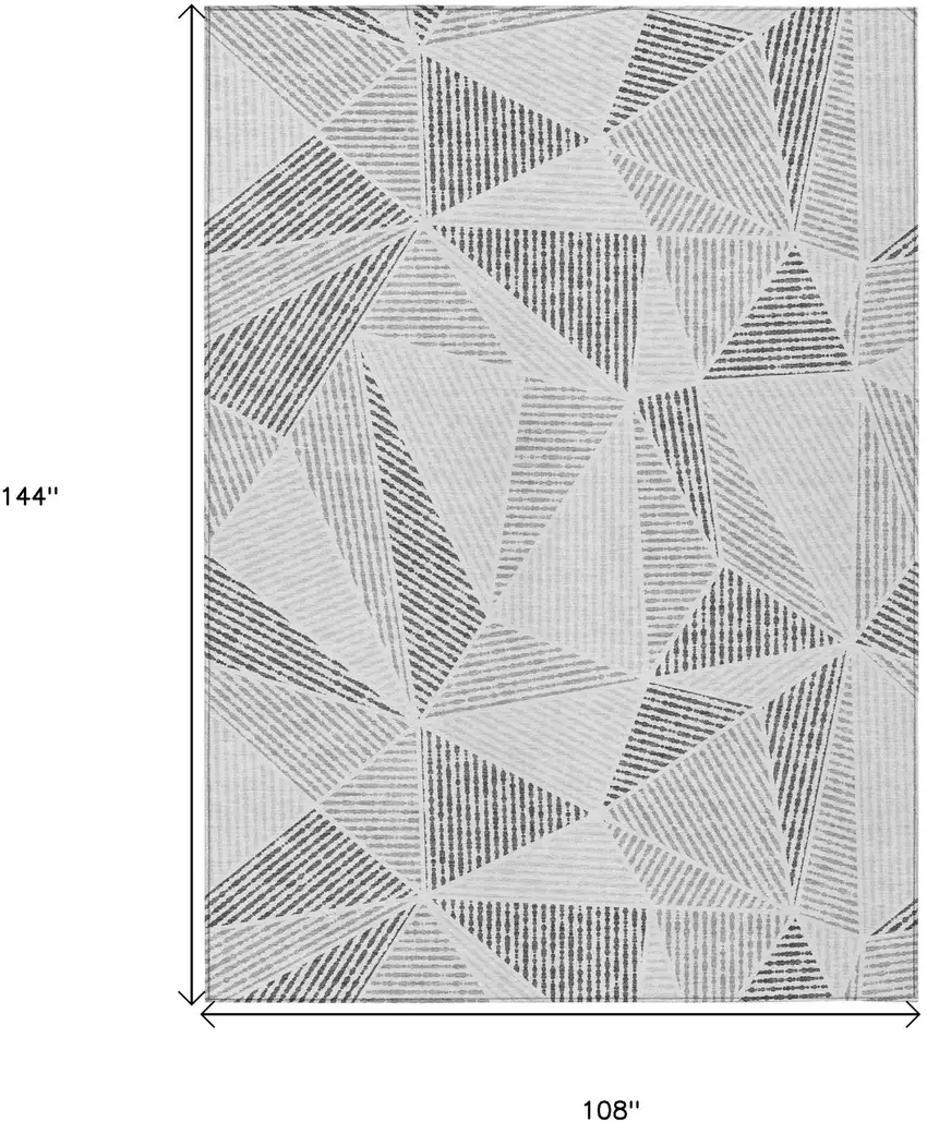 Gray Charcoal And Silver Geometric Washable Indoor Outdoor Area Rug Photo 3