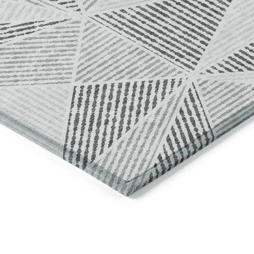 Gray Charcoal And Silver Geometric Washable Indoor Outdoor Area Rug Photo 4