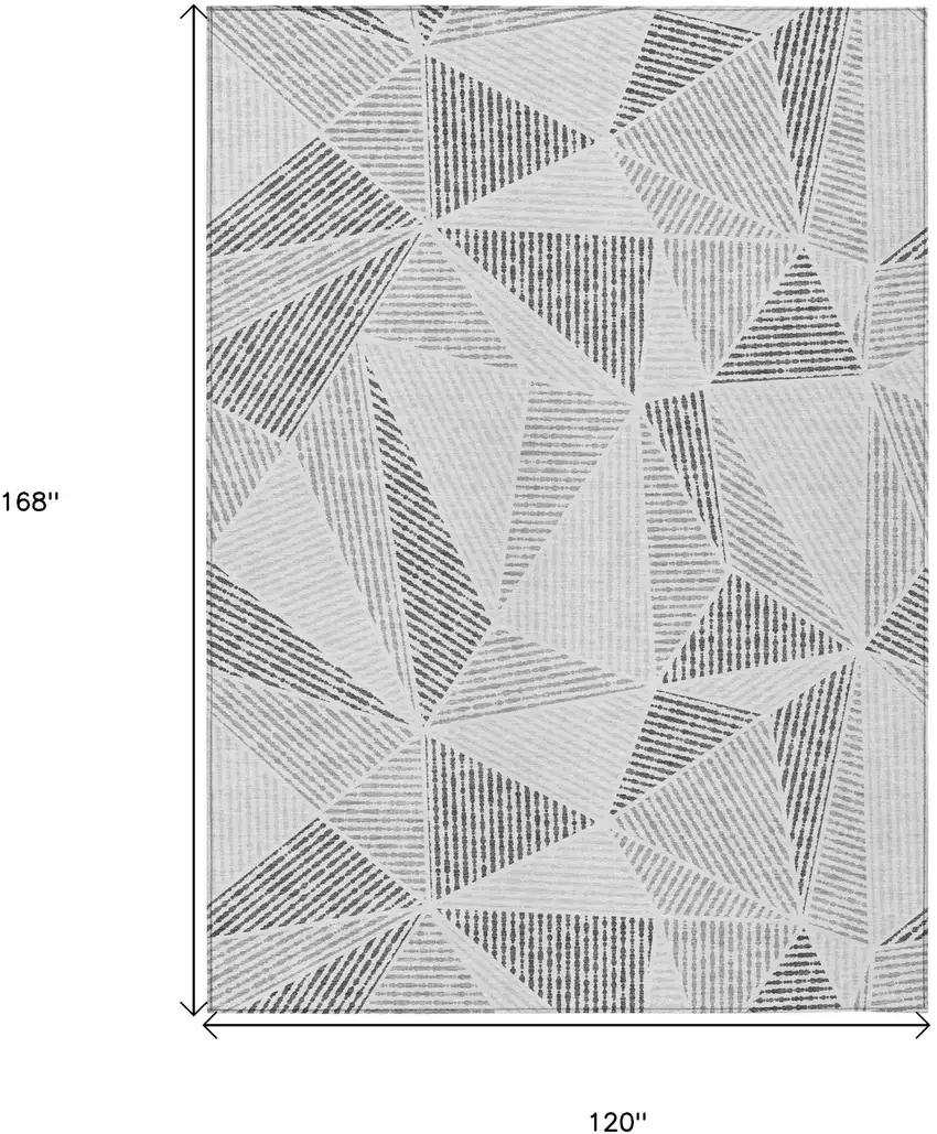 Gray Charcoal And Silver Geometric Washable Indoor Outdoor Area Rug Photo 3