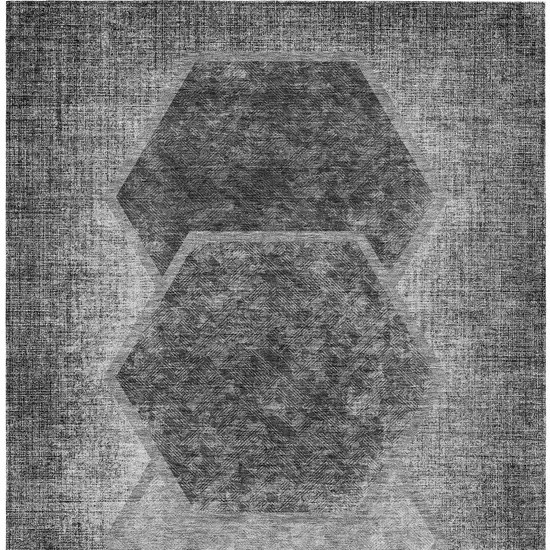 Gray Charcoal And Silver Geometric Washable Indoor Outdoor Area Rug Photo 7