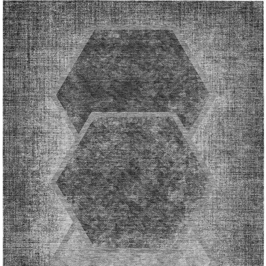 Gray Charcoal And Silver Geometric Washable Indoor Outdoor Area Rug Photo 7
