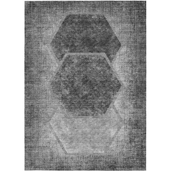 Gray Charcoal And Silver Geometric Washable Indoor Outdoor Area Rug Photo 6
