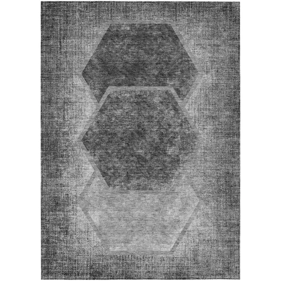 Gray Charcoal And Silver Geometric Washable Indoor Outdoor Area Rug Photo 2