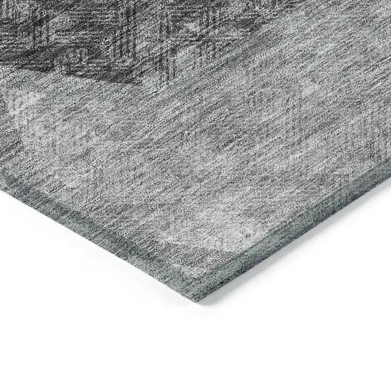 Gray Charcoal And Silver Geometric Washable Indoor Outdoor Area Rug Photo 4