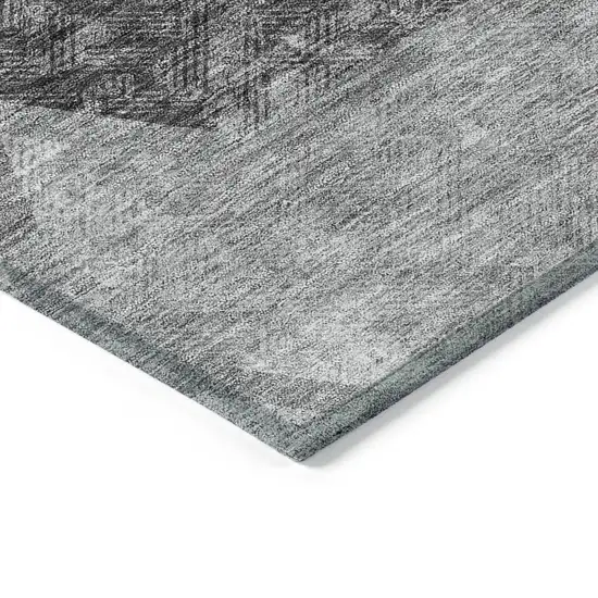 Gray Charcoal And Silver Geometric Washable Indoor Outdoor Area Rug Photo 4