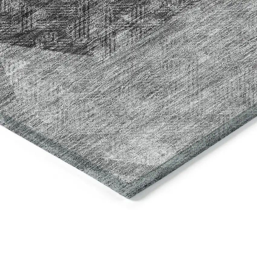 Gray Charcoal And Silver Geometric Washable Indoor Outdoor Area Rug Photo 4
