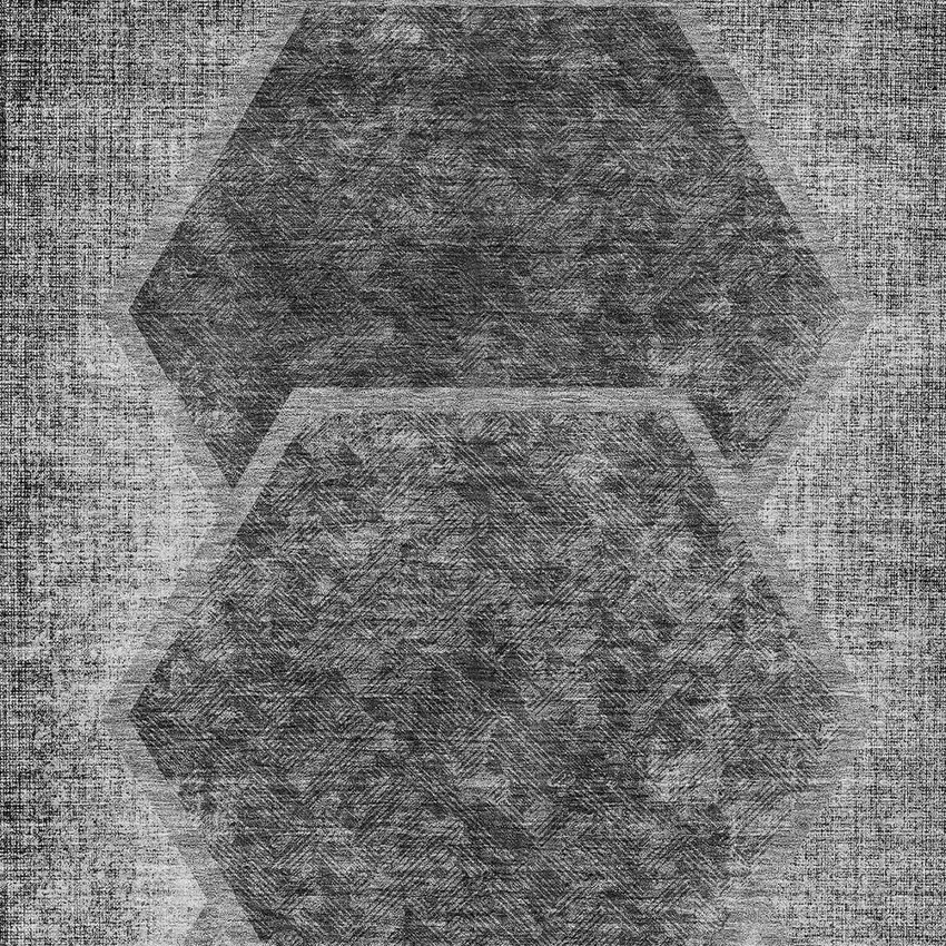 Gray Charcoal And Silver Geometric Washable Indoor Outdoor Area Rug Photo 6
