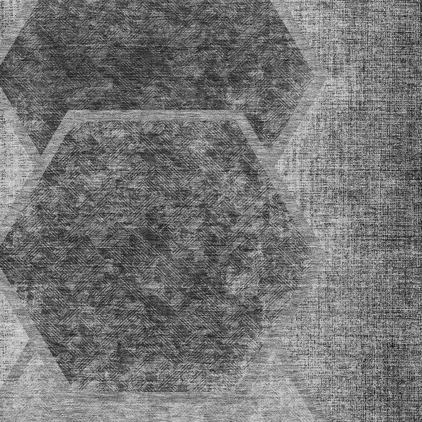Gray Charcoal And Silver Geometric Washable Indoor Outdoor Area Rug Photo 6