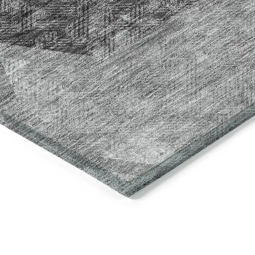 Gray Charcoal And Silver Geometric Washable Indoor Outdoor Area Rug Photo 5