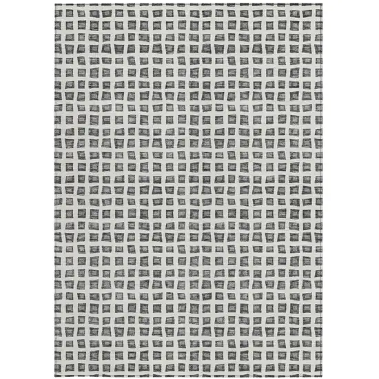 Gray Charcoal And Silver Geometric Washable Indoor Outdoor Area Rug Photo 6