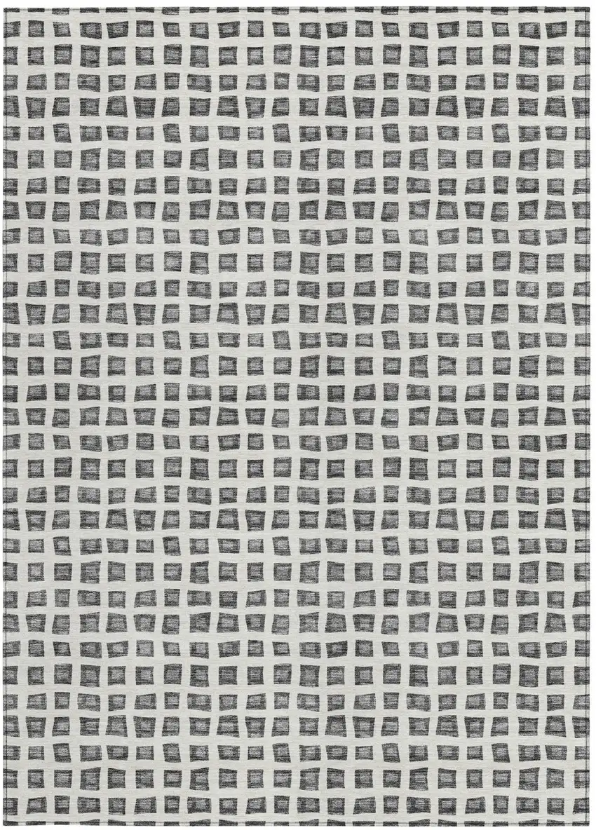 Gray Charcoal And Silver Geometric Washable Indoor Outdoor Area Rug Photo 6