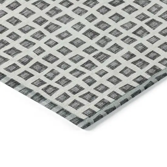 Gray Charcoal And Silver Geometric Washable Indoor Outdoor Area Rug Photo 3