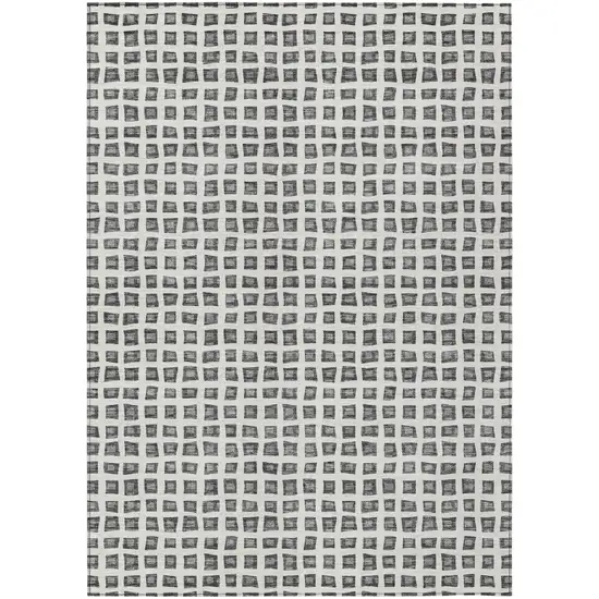 Gray Charcoal And Silver Geometric Washable Indoor Outdoor Area Rug Photo 1