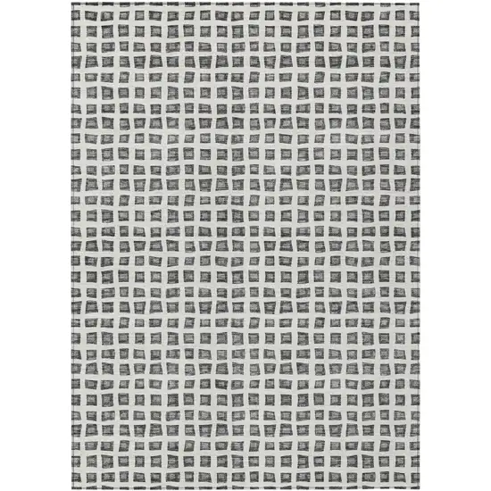 Gray Charcoal And Silver Geometric Washable Indoor Outdoor Area Rug Photo 1
