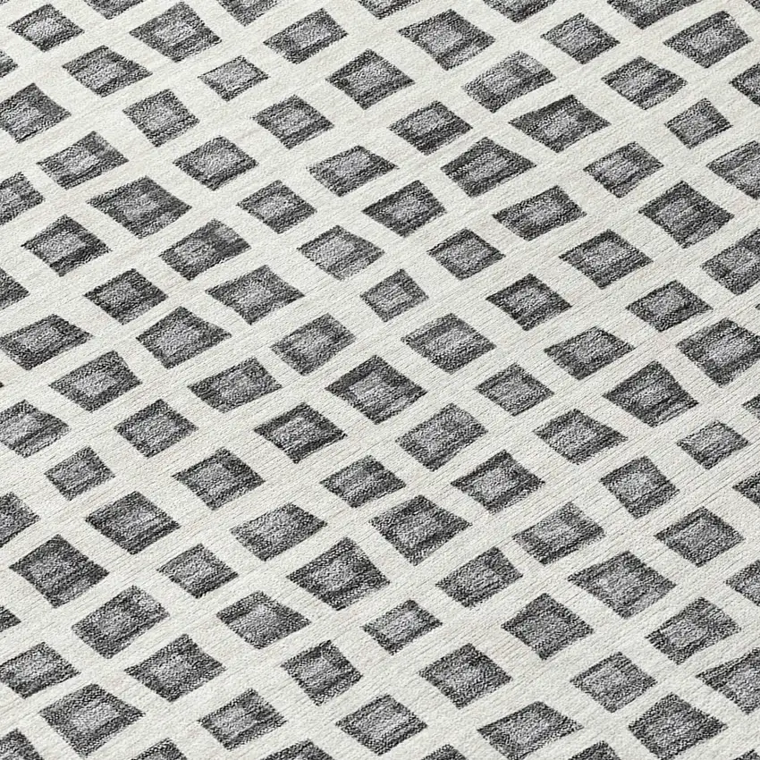 Gray Charcoal And Silver Geometric Washable Indoor Outdoor Area Rug Photo 4