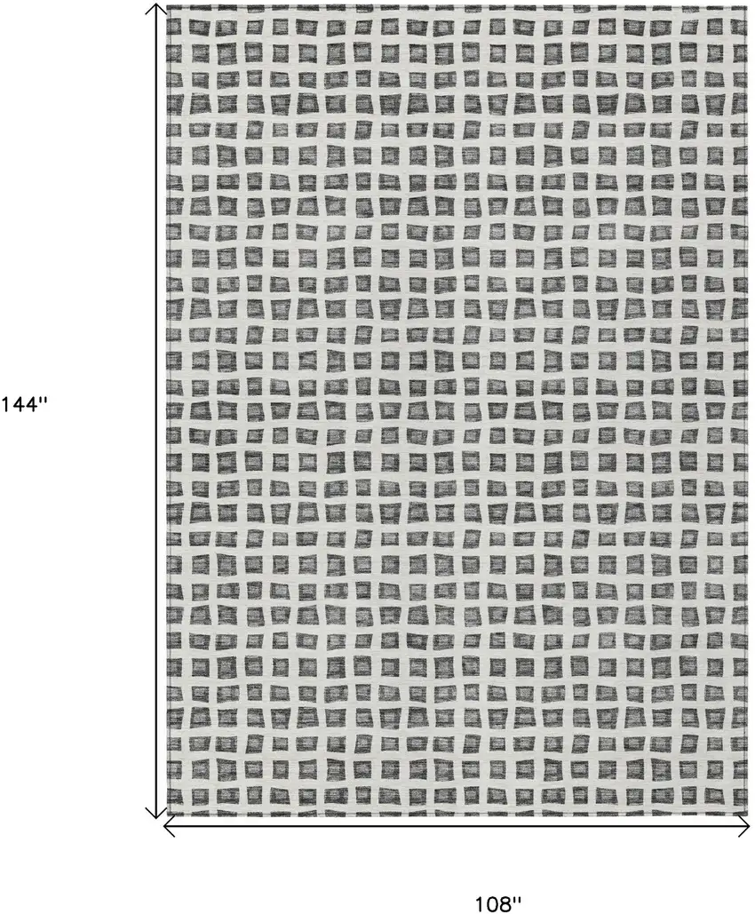 Gray Charcoal And Silver Geometric Washable Indoor Outdoor Area Rug Photo 8