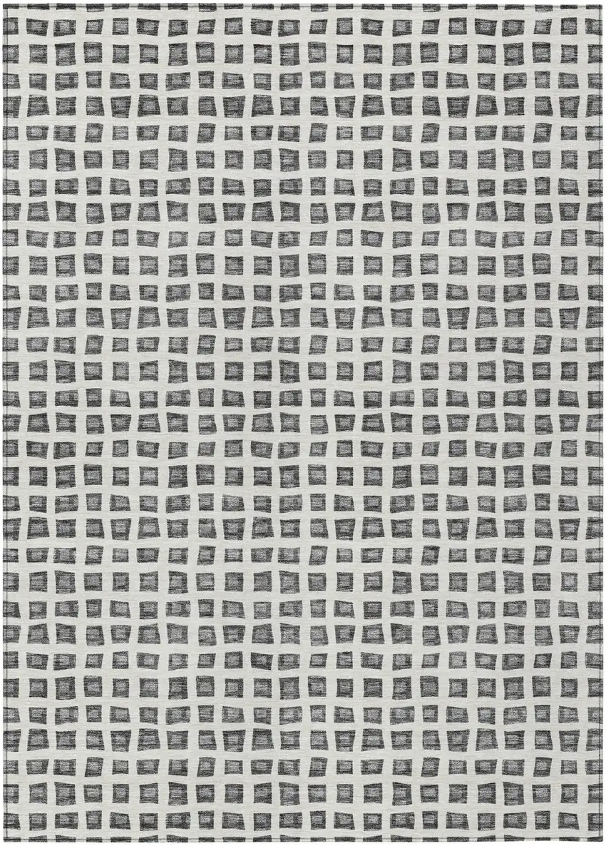 Gray Charcoal And Silver Geometric Washable Indoor Outdoor Area Rug Photo 2