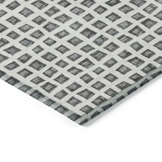 Gray Charcoal And Silver Geometric Washable Indoor Outdoor Area Rug Photo 3