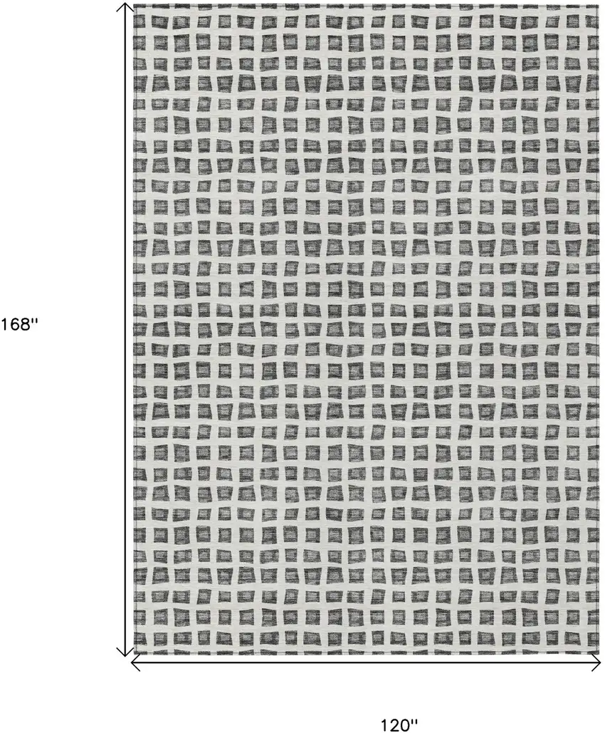 Gray Charcoal And Silver Geometric Washable Indoor Outdoor Area Rug Photo 8
