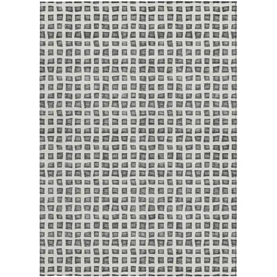 Gray Charcoal And Silver Geometric Washable Indoor Outdoor Area Rug Photo 7