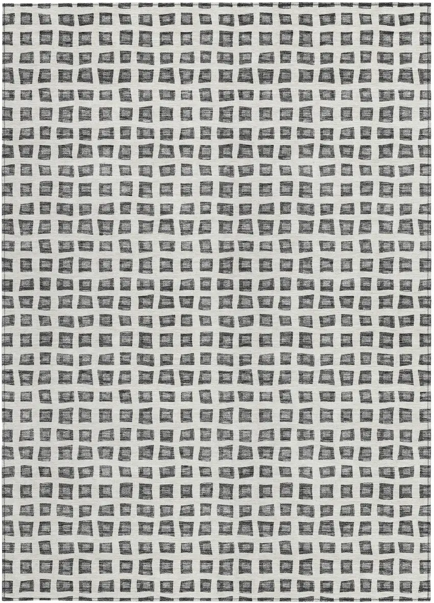 Gray Charcoal And Silver Geometric Washable Indoor Outdoor Area Rug Photo 7