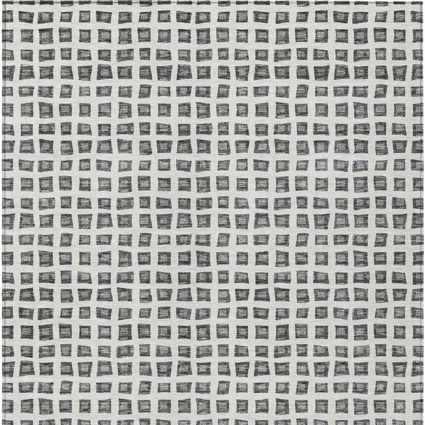 Gray Charcoal And Silver Geometric Washable Indoor Outdoor Area Rug Photo 6