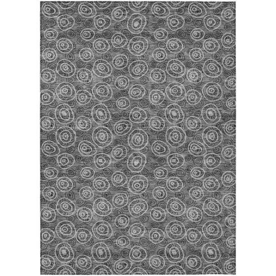 Gray Charcoal And Silver Geometric Washable Indoor Outdoor Area Rug Photo 1