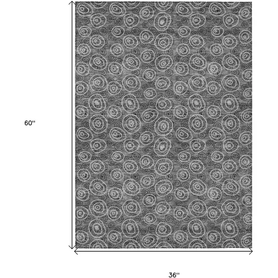 Gray Charcoal And Silver Geometric Washable Indoor Outdoor Area Rug Photo 7