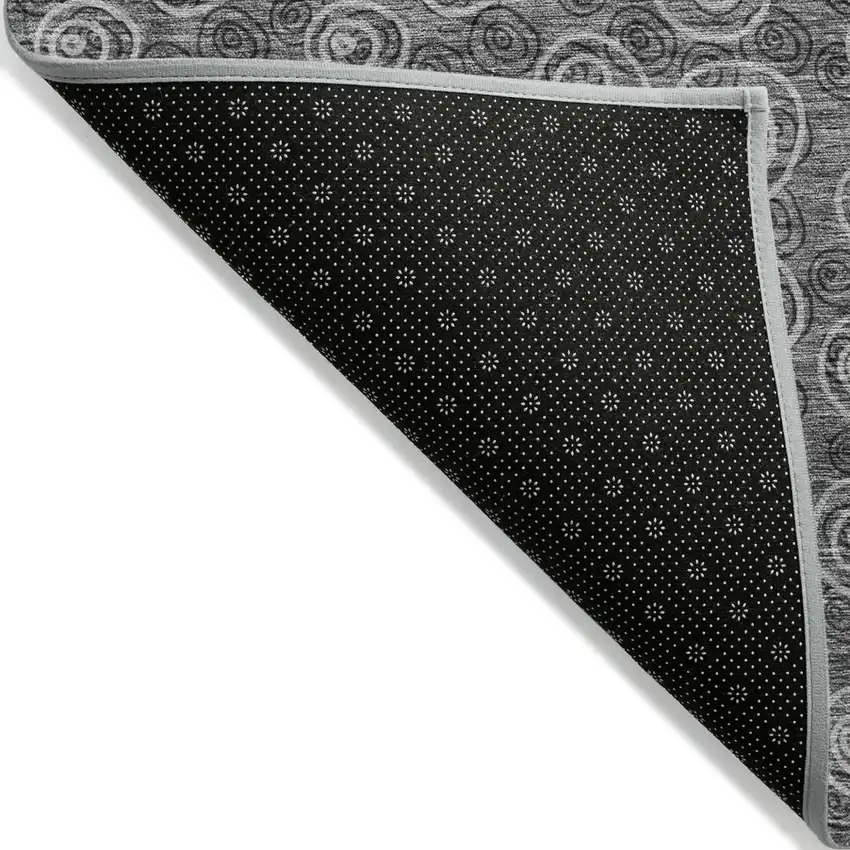 Gray Charcoal And Silver Geometric Washable Indoor Outdoor Area Rug Photo 2