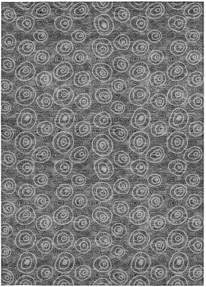 Gray Charcoal And Silver Geometric Washable Indoor Outdoor Area Rug Photo 5