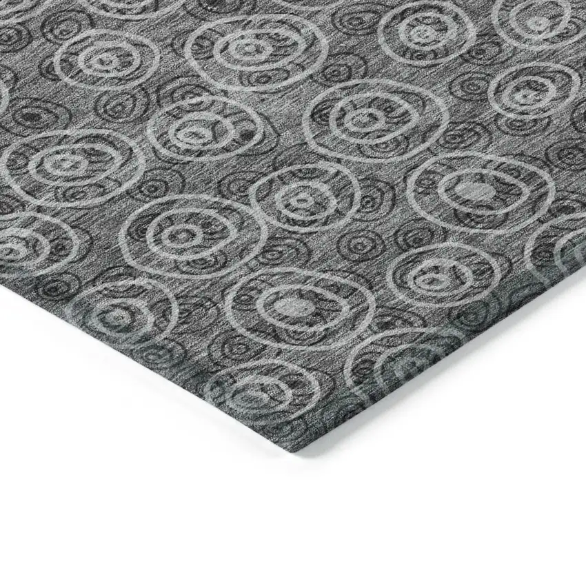 Gray Charcoal And Silver Geometric Washable Indoor Outdoor Area Rug Photo 3